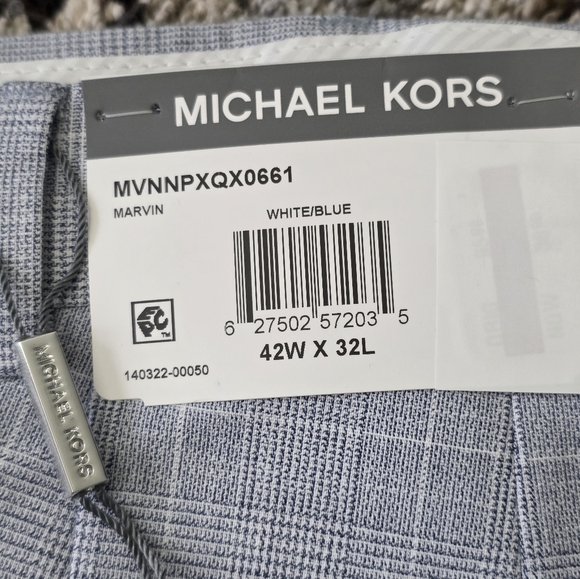 Michael Kors Men's Classic Dress Pants 42x32 White Blue Plaid NWT $95 MSRP - Picture 4 of 6
